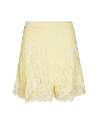 Self Portrait Pointelle Skirt In Yellow