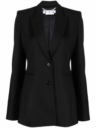 Off-white Corporate blazer met enkele rij knopen - Zwart