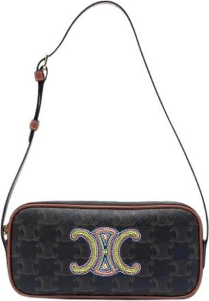 Celine Pre-owned Vintage Canvas Shoulder Bag - Dames - Vintage Schoudertas - Bruin - ONE Size - Leer - Vintage