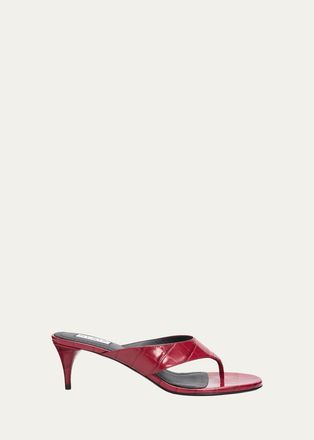 Alaia 55mm Infradito Croc-Embossed Leather Thong Sandals