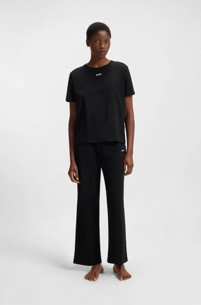 HUGO BOSS Schlafanzug BOSS CI Short Set, Damen, Gr. XXL, schwarz (schwarz 001), Jersey, Obermaterial: 95% Baumwolle, 5% Elasthan, Rundhals, Homewear-Sets Schlaf