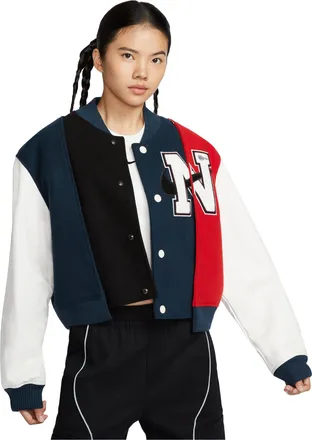 Nike (WMNS) Nike Women by YOON Oversized Varsity Jacket Asia Sizing Black Navy White FZ0281-010