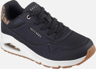 Skechers Womens Skechers UNO - Jungle Nite Polyurethane Womens Black/Leopard Standard Trainers - Size: 8