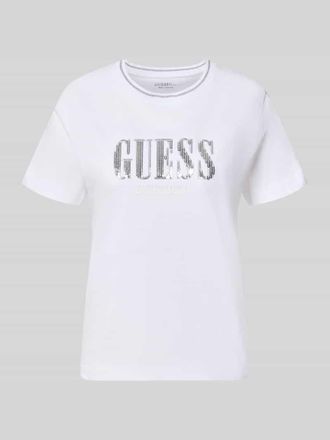 Guess T-Shirt aus reiner Baumwolle mit Logo-Detail in Weiss, Gr&ouml;&szlig;e XL