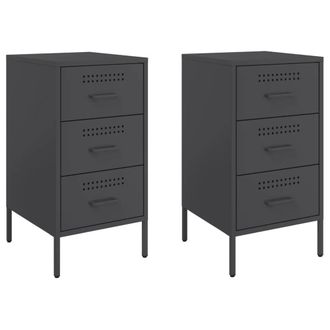 Berkfield Home Bedside Cabinets 2 pcs Black 36x39x68 cm Steel | Size: 36 x 39 x 68 cm