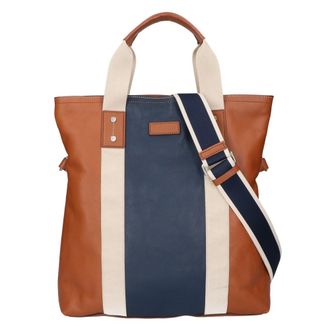 Coach Brown Navy Leather Tote Bag (Pre-Owned)