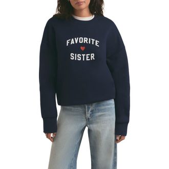 Favorite Daughter Favorite Sister Heart Logo Sweatshirt in Navy at Nordstrom, Size X-Large