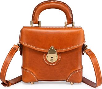 OLD TREND Azalea Genuine Leather Vintage Box Crossbody in Caramel at Nordstrom