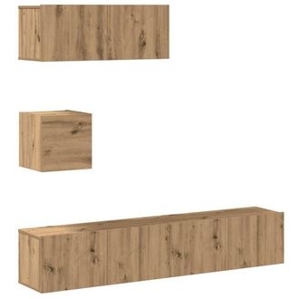 Berkfield Home 4 Piece TV Cabinet Set Wall-mounted Artisan Oak Engineered Wood in Brown