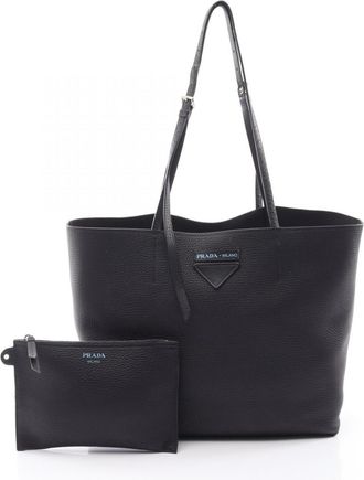 Prada Black Leather Handbag Tote Bag (Pre-Owned)