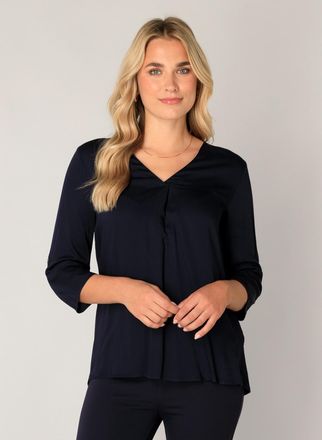Base Level Shirtbluse BASE LEVEL, Damen, Gr. 36, blau (dunkelblau), Web, Obermaterial: 100% Viskose, unifarben, figurumspielend h&uuml;ftbedeckend, V-Ausschnitt, mit 