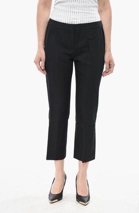 Alexander McQueen Pantaloni Cropped Fit con Bande Laterali in Satin Alexander McQueen