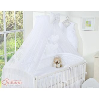 OEM Mosquitera Grande De Gasa Para Cuna Con Corazones Colgantes Y Lazo - Blanco