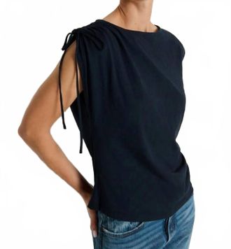 Nation Ltd Julie Shoulder Tie Top In Navy Night Sky