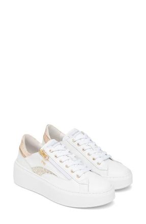 Nero Giardini Side Zip Platform Sneaker in White Multi at Nordstrom, Size 5Us
