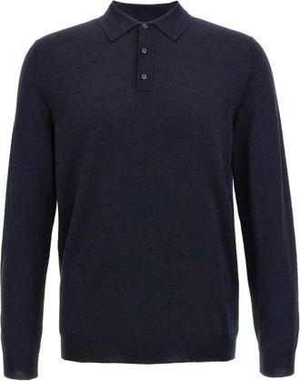 Zanone Wollen Poloshirt - Heren - Ronde hals truien - Blauw - 4XL - Wol - Truien & Vesten