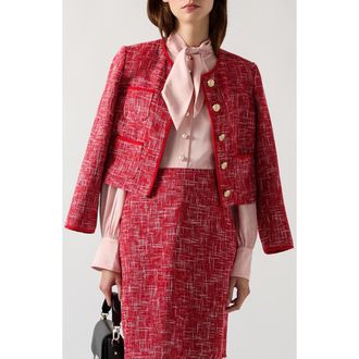 L.k. Bennett Alexa Tweed Jacket in Red at Nordstrom, Size 4 Us