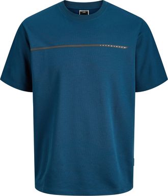 Jack & Jones T-Shirt JACK & JONES JCOFUSION FULL BRANDING TEE SS CREW NOOS, Herren, Gr. XL, titan, Jersey, Obermaterial: 55% Baumwolle, 45% Polyester, bedruckt, re