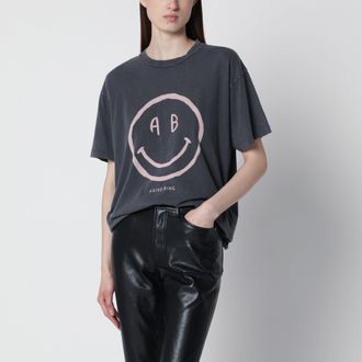 Anine Bing T-shirt Cade Tee Smiley in cotone grigio lavato