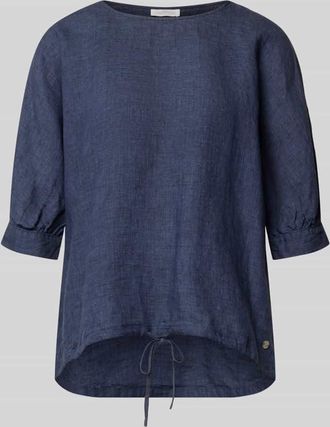 Fynch-Hatton Fynch-Hatton Leinenbluse mit Kordelzug und Rundhalsausschnitt in Marine, Gr&ouml;&szlig;e 38