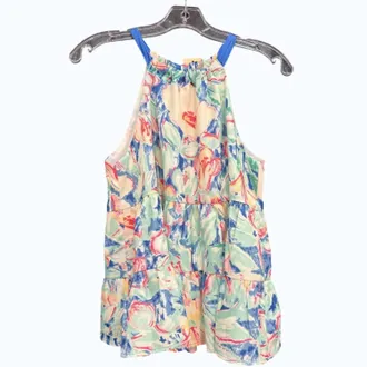 Jade Yoga Womens Tiered Tie Back Halter Top In Breeze Floral