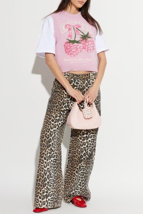 Ganni Vest With Logo, Womens, Pink