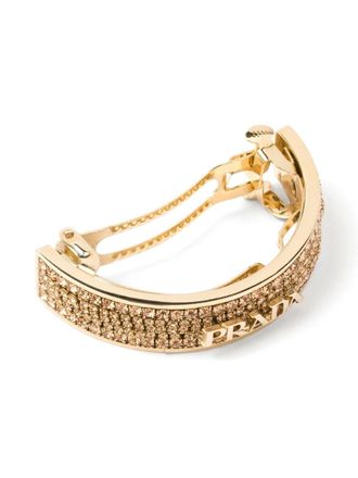 Prada crystal-embellished hair clip - women - Brass/Crystal - One Size - Gold