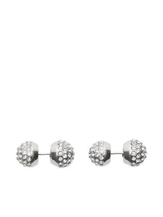 Acne Studios crystal-embellished ball earrings - unisex - glass/Brass - One Size - Silver