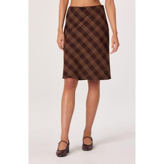 ASTR the Label Plaid Slip Skirt in Brown Plaid at Nordstrom Rack, Size X-Small