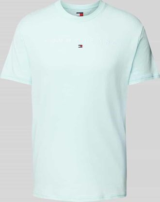 Tommy Jeans Regular Fit T-Shirt aus reiner Baumwolle mit Label Stitching in Tuerkis, Größe XXL