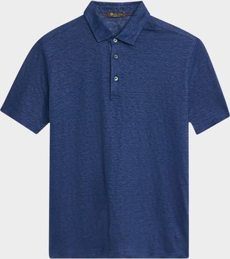 Loro Piana Mens Linen Jersey Dublon Polo Shirt