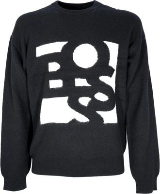 HUGO BOSS Loskar Sweater - Heren - Ronde hals truien - Zwart - XL - Wol - Truien & Vesten