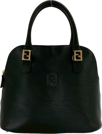 Fendi Black Leather Handbag Tote Bag (Pre-Owned)