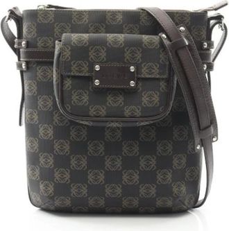 Loewe Pre-owned Cross Body Bags, female, Black, Size: ONE SIZE Pre-owned Canvas Shoulder Bag