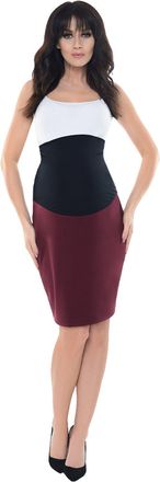 Purpless Maternity Formal Pencil Bodycon Midi Skirt Over and Under Belly Support Band Office Work 1504 (10, Burgundy)