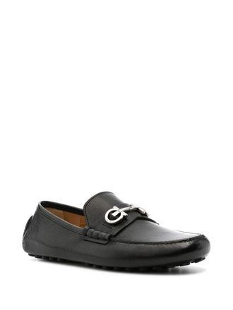 Ferragamo Gancini-Plaque Leather Loafer - Black