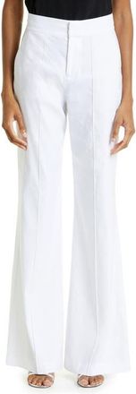 Alice & Olivia Dylan Wide Leg Linen Blend Pants in White at Nordstrom, Size 10