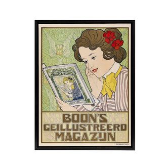 Artery8 Boons Illustrated Magazine Framed Canvas Wall Art Print Georg van Caspel | Size: W24 x H32