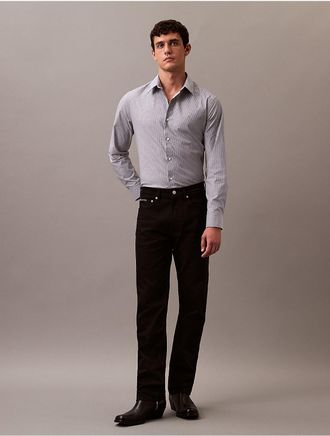 Calvin Klein Mens Solid Oxford Classic Button-Down Shirt - Navy - XS