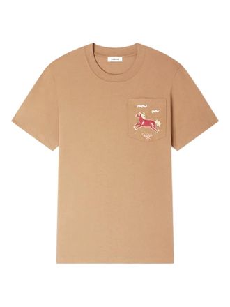 Sandro embroidery-horse cotton T-shirt - men - Cotton - L - Neutrals