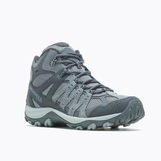 Merrell Wanderschuh MERRELL ACCENTOR 3 MID WP, Damen, Gr. 37,5, grau (monument), Leder, Textil, Schuhe Wanderschuh, wasserdicht