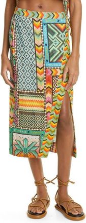 Farm Rio Mix Scarf Print Linen Wrap Skirt in Multi at Nordstrom, Size X-Small