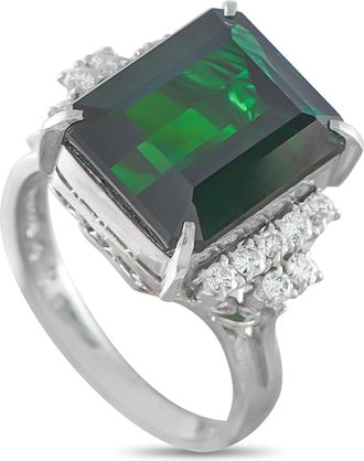Luxury Bazaar Platinum 0.28ct Diamond and Tourmaline Ring MF27-052126