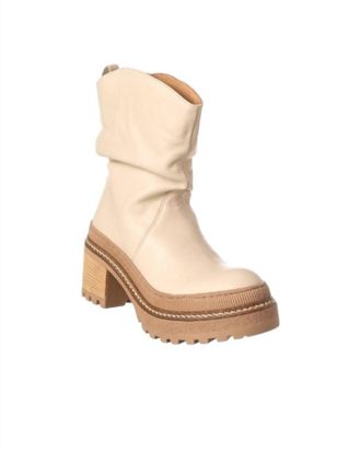 Free People Womens Leather Slouch Boot In Mel Cream