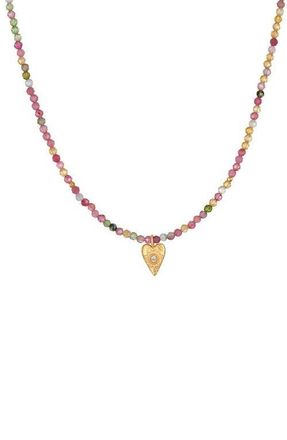 Satya Jewelry Aligned with Love Pink Tourmaline Heart Choker Necklace at Nordstrom