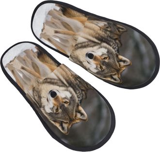 Generic House Slippers Pack Of Wolves Soft Slippers Lightweight House Shoes For Room Men Winter M