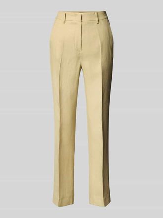 Max Mara Regular Fit Stoffhose aus Baumwoll-Leinen-Mix Modell AGAPE in Sand, Gr&ouml;&szlig;e 34