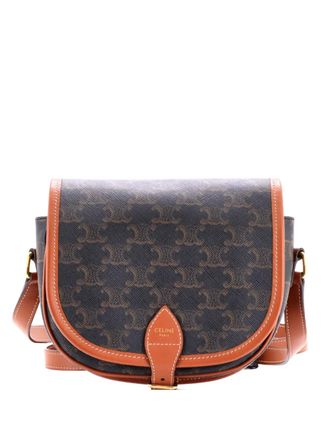 Celine Folco Bag Triomphe Coated Canvas Medium crossbody bag - Brown