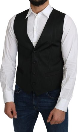 Dolce & Gabbana Gray 100% Silk Formal Coat Mens Vest