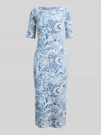 Lauren Ralph Lauren Midi-Freizeitkleid mit Allover-Muster in Blau Melange, Gr&ouml;&szlig;e XXL